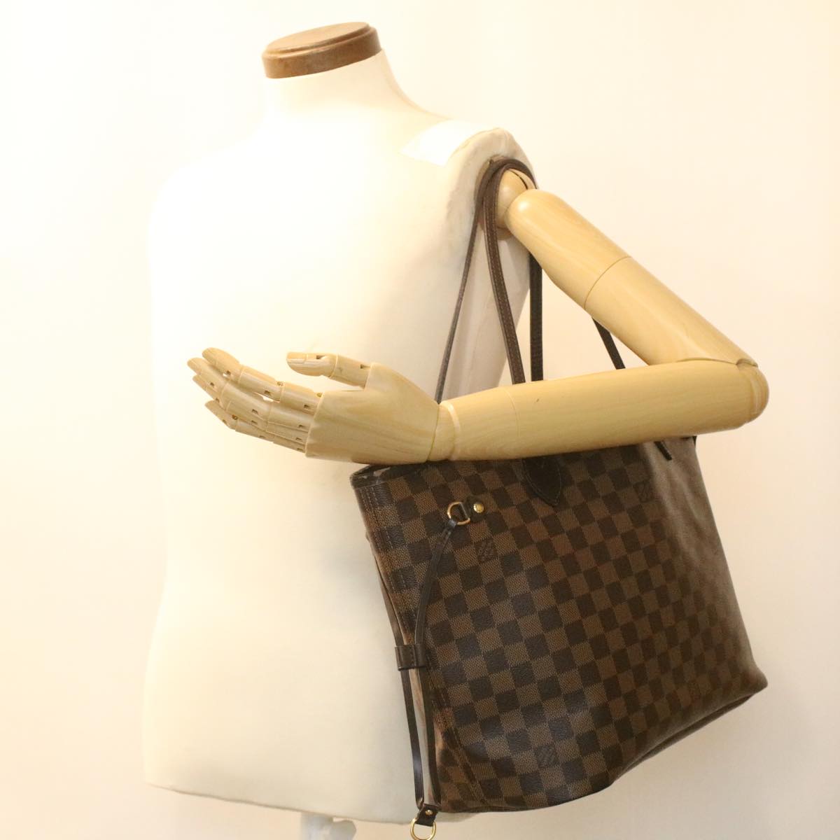 LOUIS VUITTON Damier Ebene Neverfull MM Tote Bag N51105 LV Auth 36107