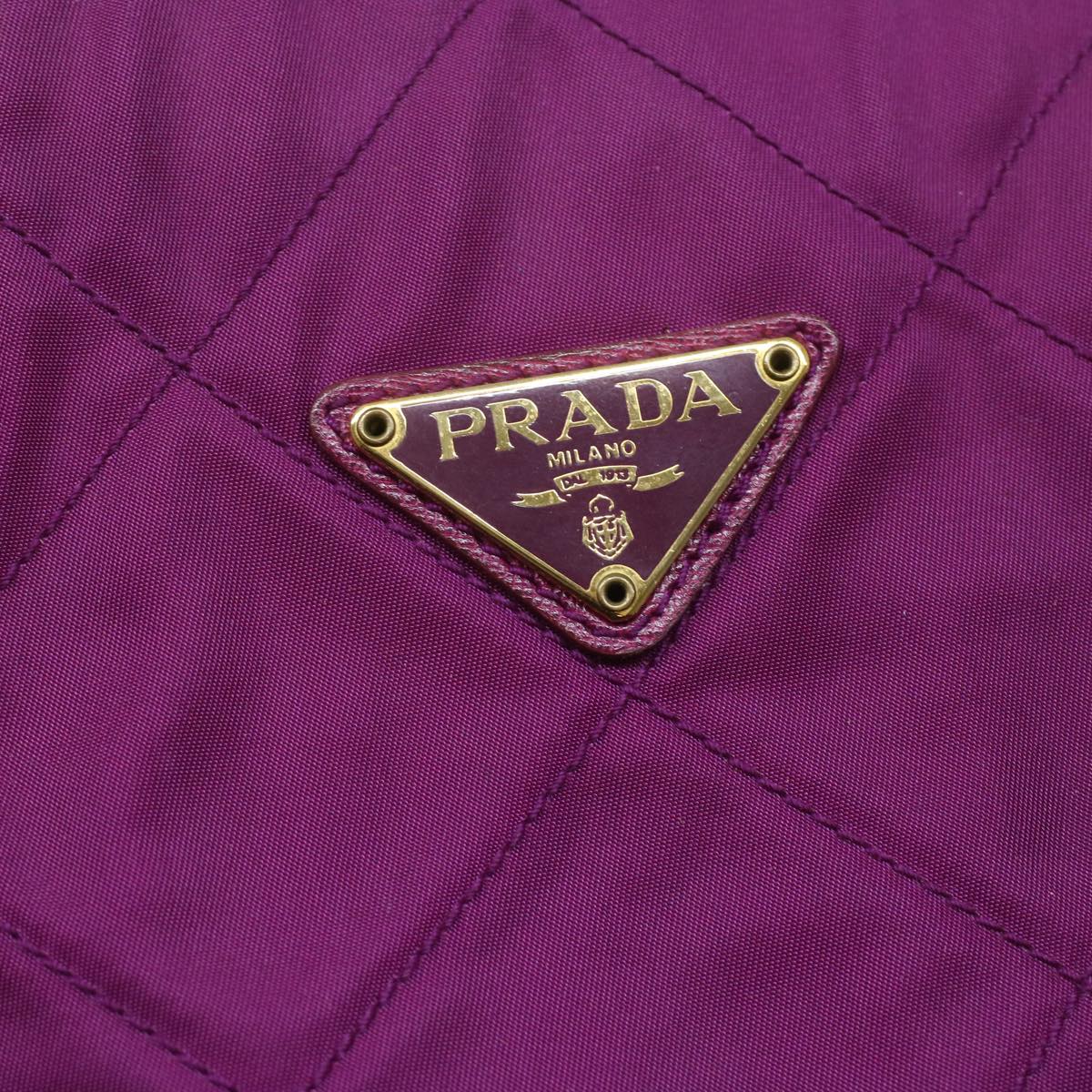 PRADA Quilted Chain Shoulder Bag Nylon Wine Red Auth 36132