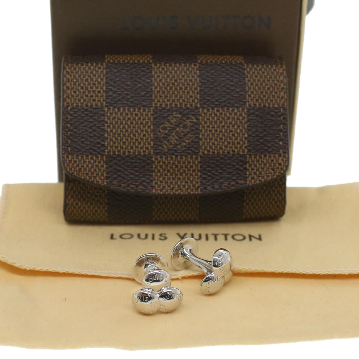 LOUIS VUITTON Damier Ebene Cuffs Cuff Case LV Auth 36156