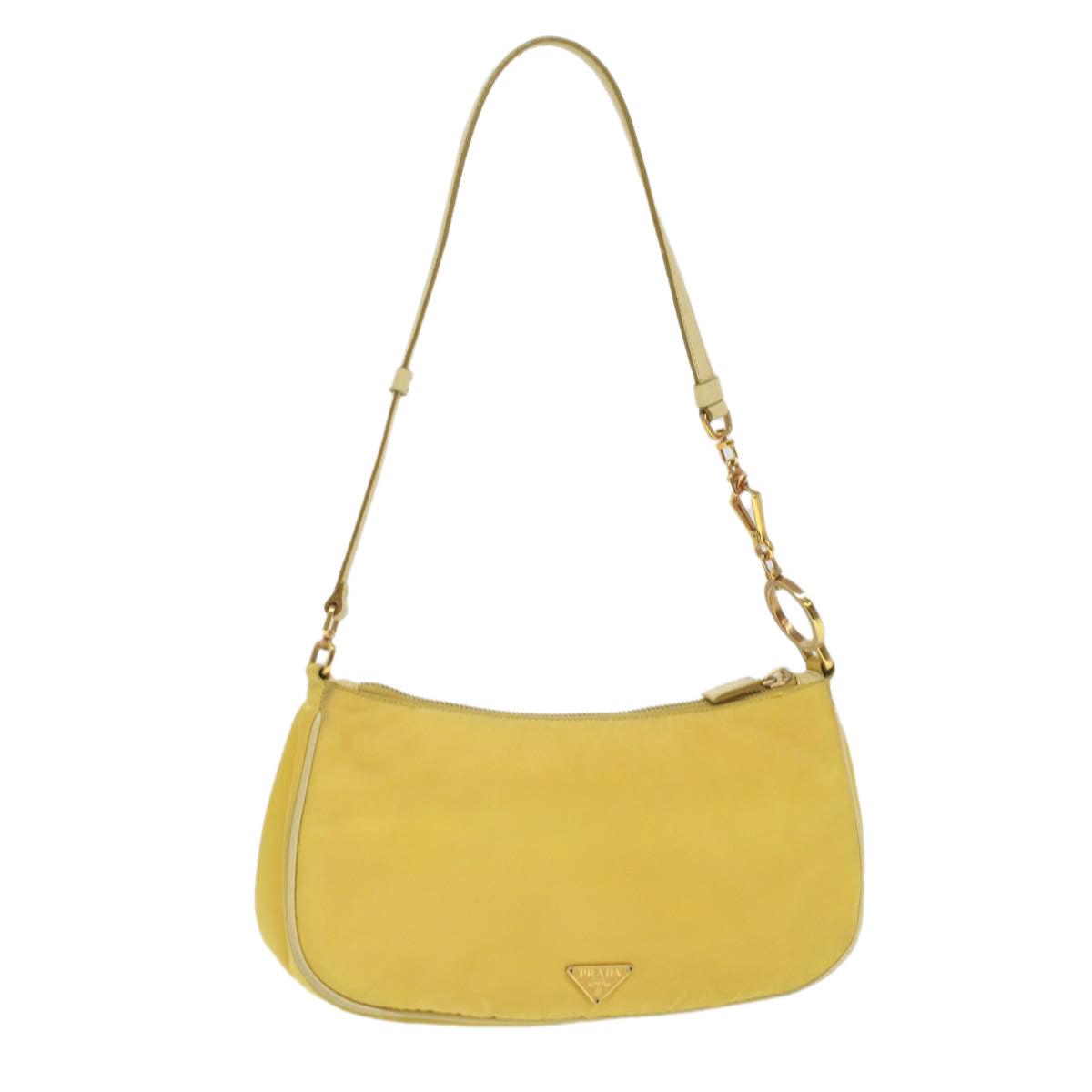 PRADA Accessory Pouch Nylon Yellow Auth 36220