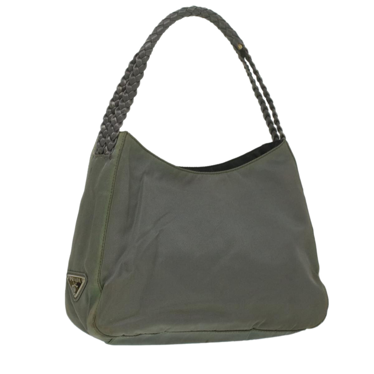 PRADA Hand Bag Nylon Gray Auth 36221