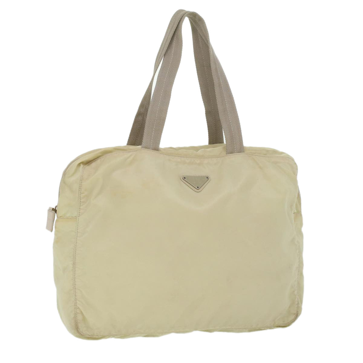 PRADA Hand Bag Nylon Beige Auth 36234