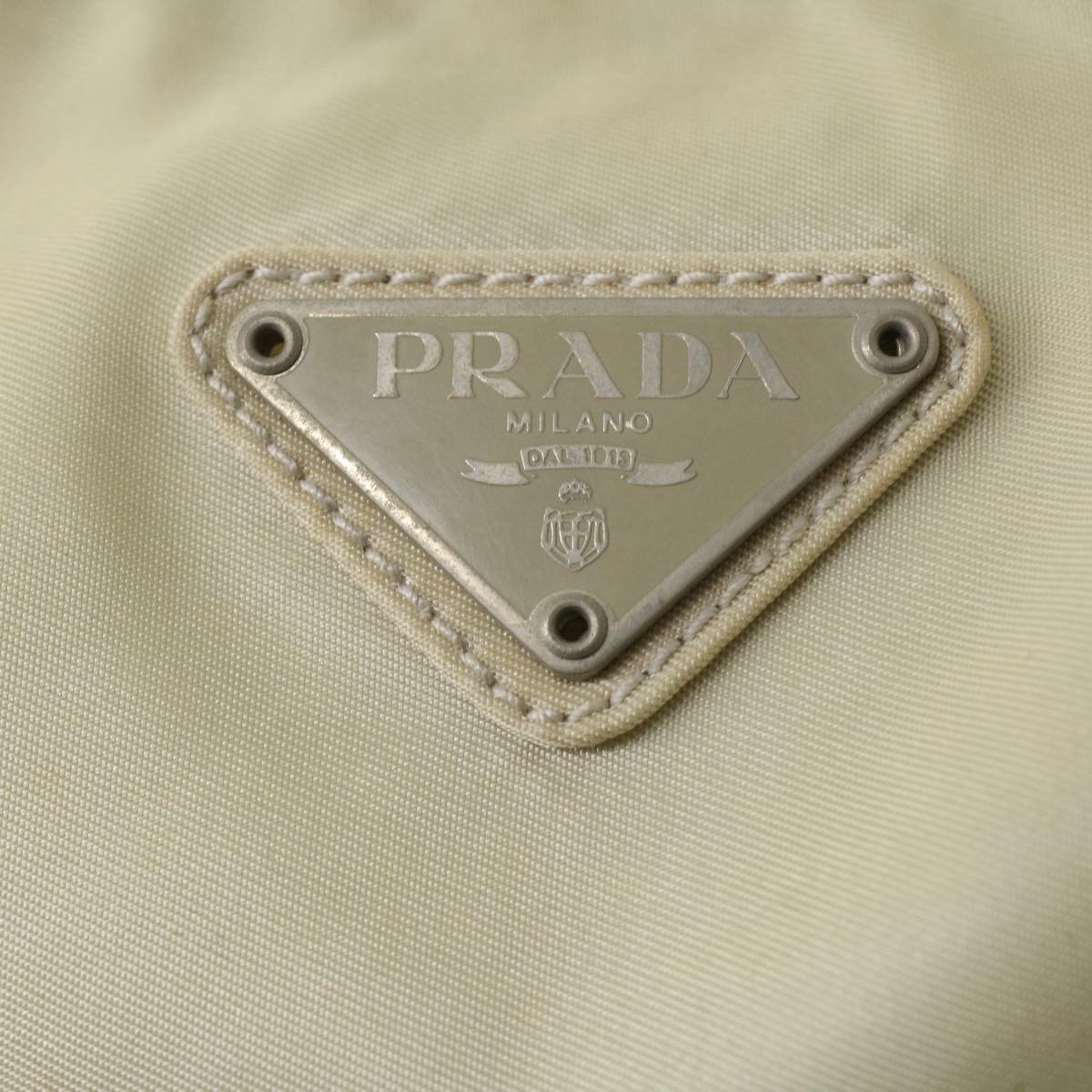 PRADA Hand Bag Nylon Beige Auth 36234