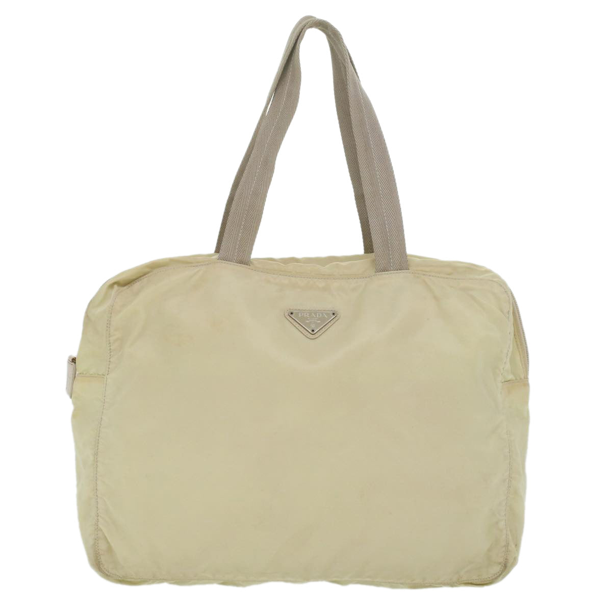 PRADA Hand Bag Nylon Beige Auth 36234