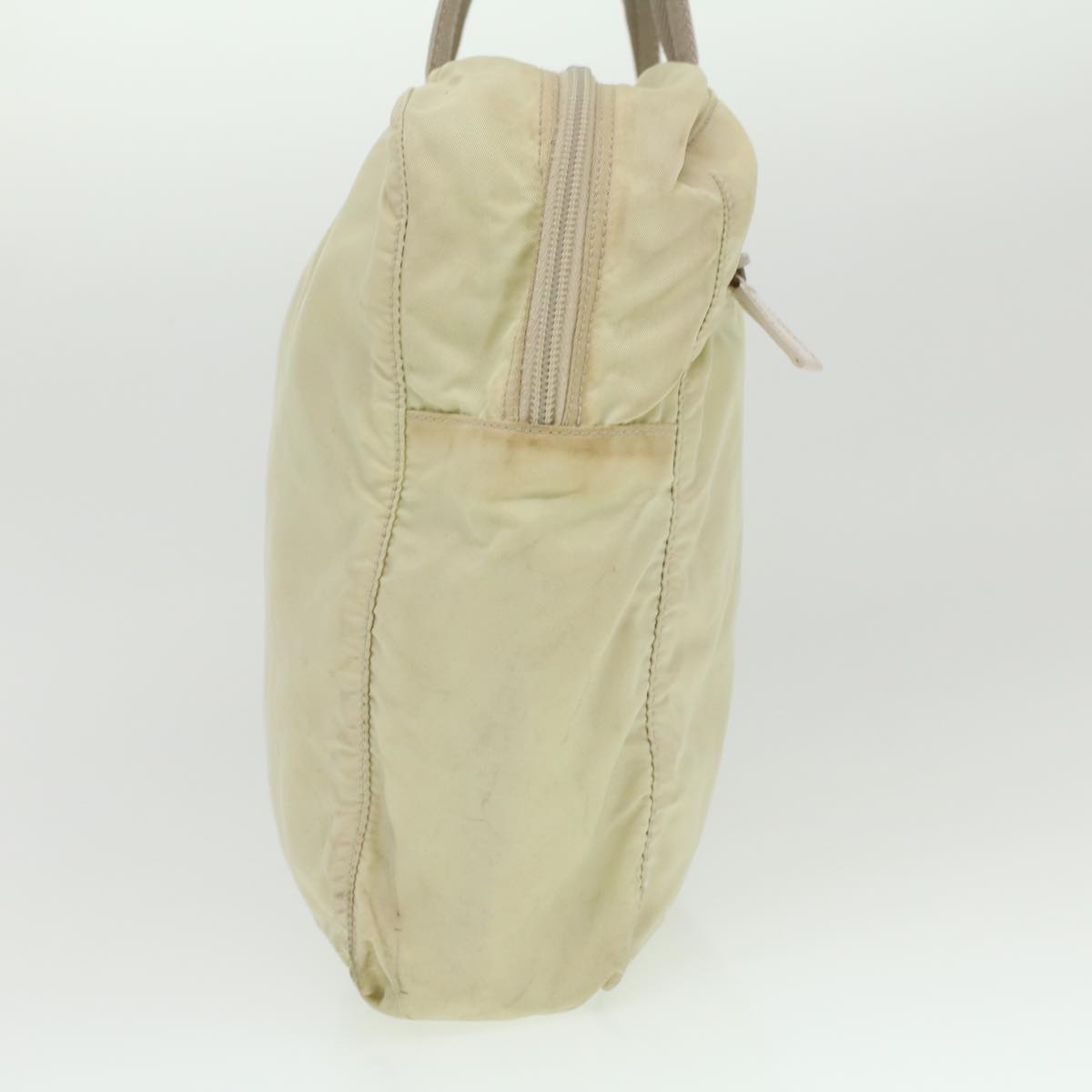 PRADA Hand Bag Nylon Beige Auth 36234