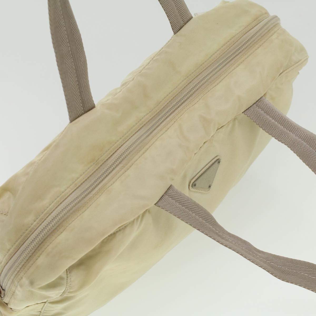 PRADA Hand Bag Nylon Beige Auth 36234