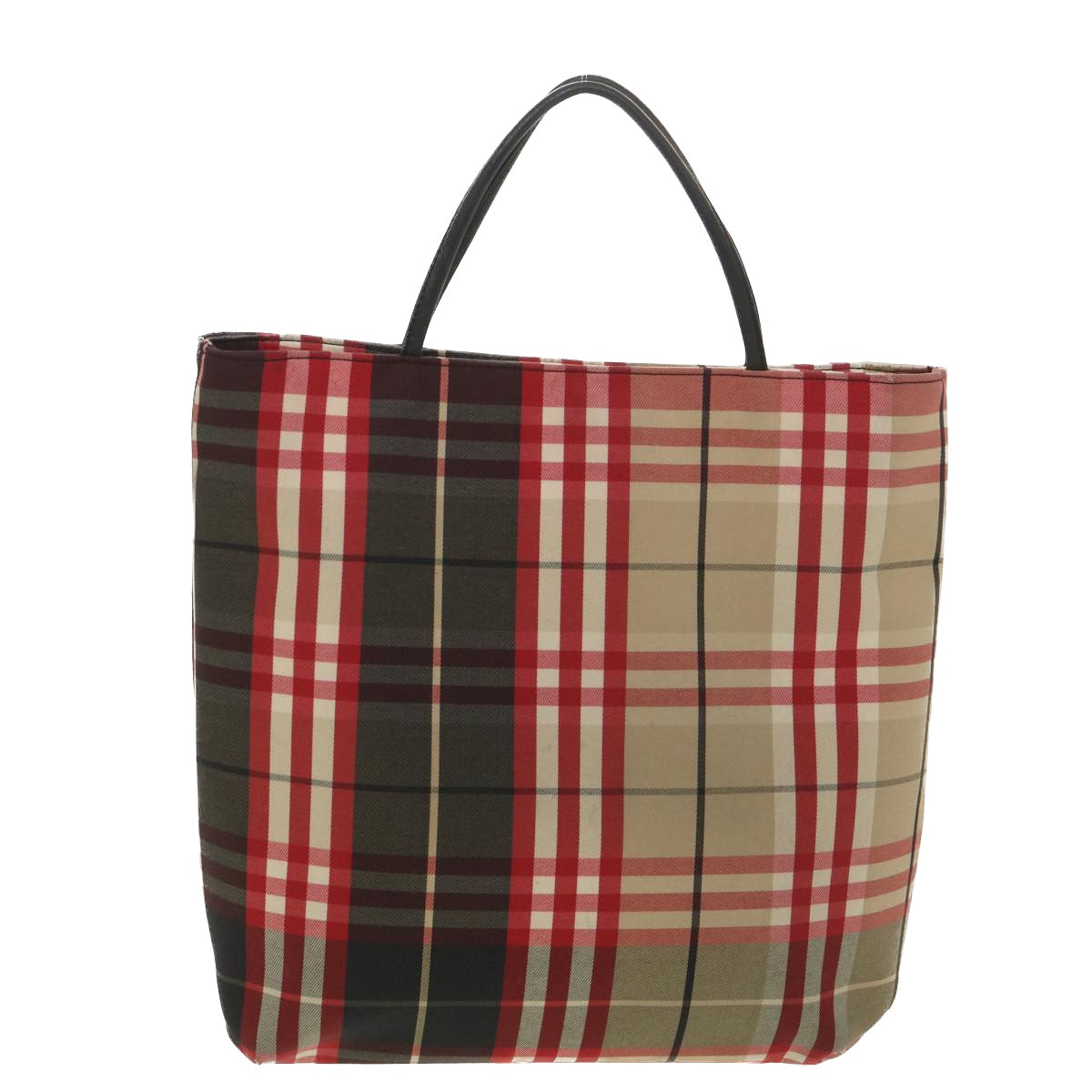 BURBERRY Nova Check Hand Bag Nylon Red Auth 36244