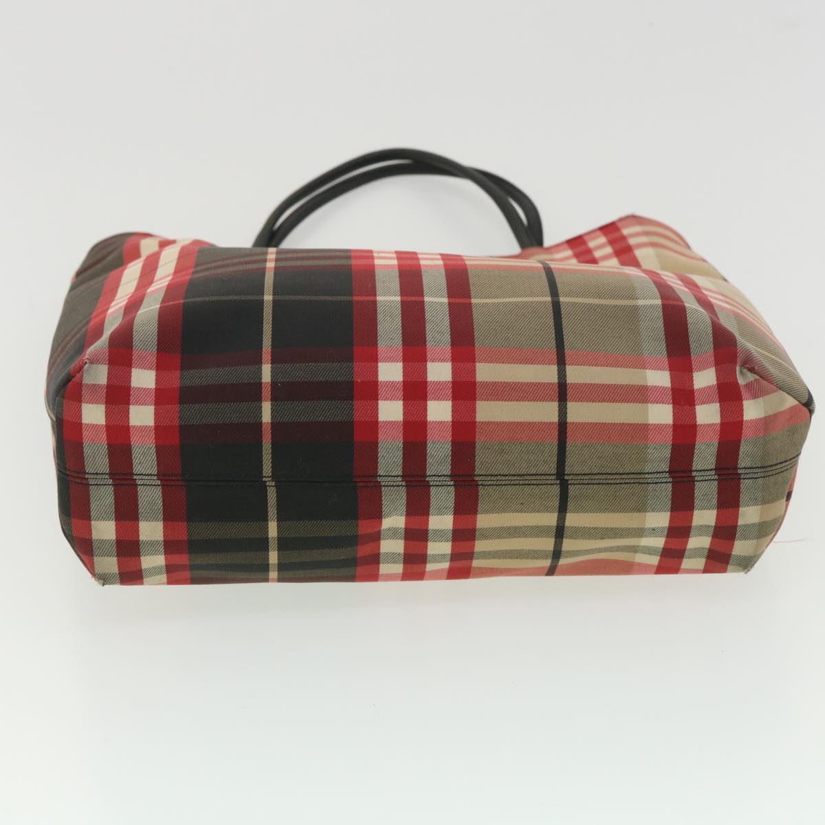 BURBERRY Nova Check Hand Bag Nylon Red Auth 36244