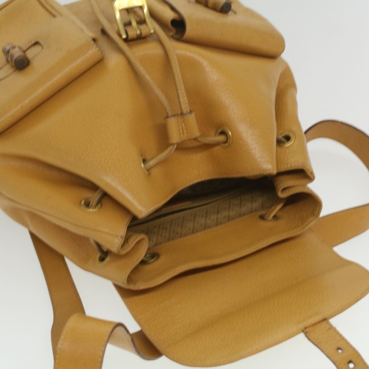 GUCCI Bamboo Backpack Leather Yellow 003.2058.0016 Auth 36249