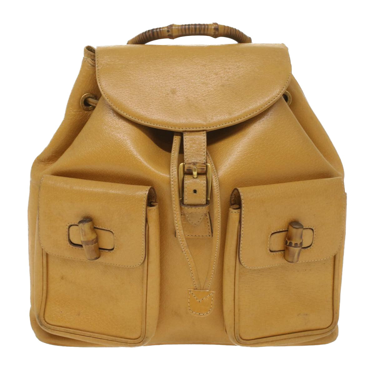 GUCCI Bamboo Backpack Leather Yellow 003.2058.0016 Auth 36249