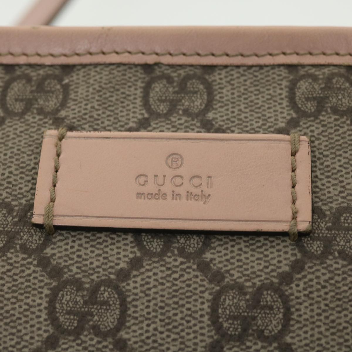 GUCCI GG Canvas Tote Bag PVC Leather Beige Pink 181086 Auth 36252