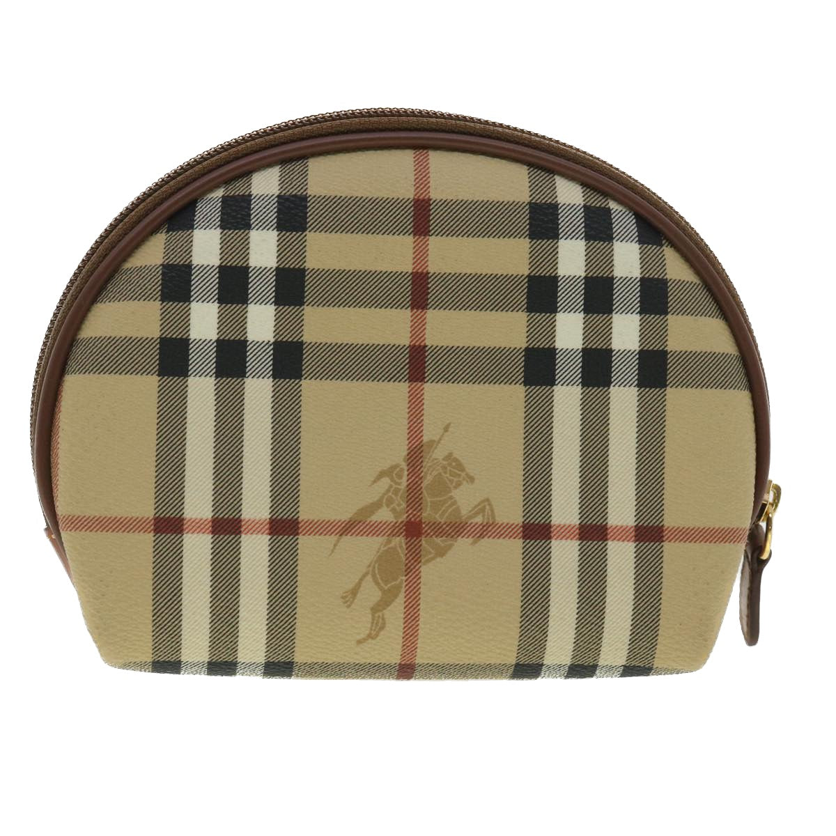 BURBERRY Nova Check Pouch PVC Leather Beige Auth 36281 - 0