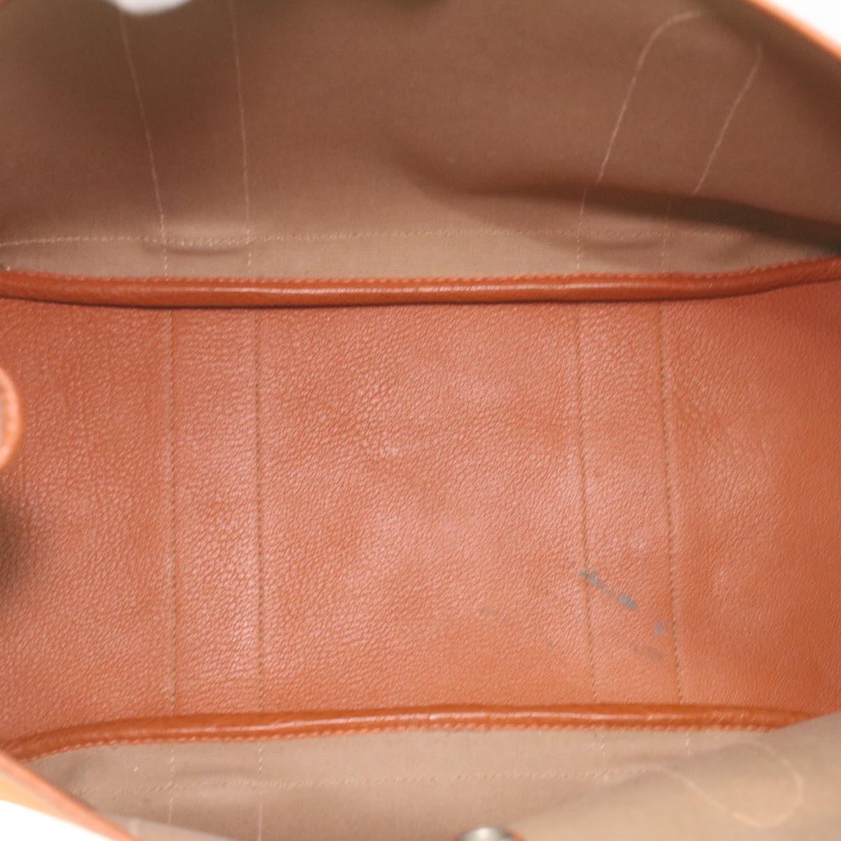 HERMES Garden Party PM Hand Bag Canvas Leather Orange Auth 36294