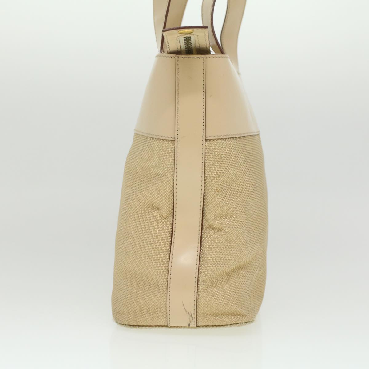CELINE Shoulder Bag Enamel nylon Beige Auth 36352