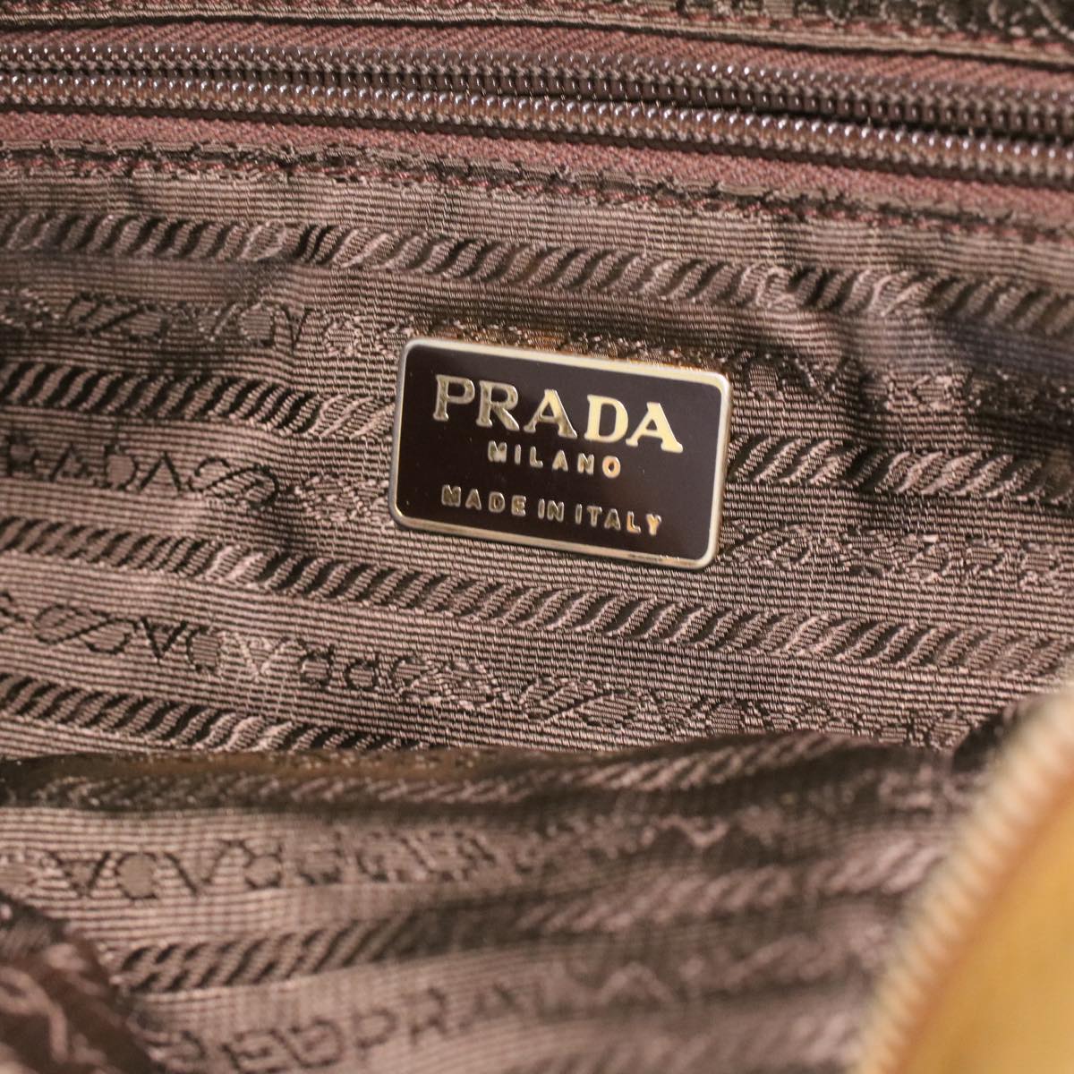 PRADA Chain Shoulder Bag Nylon Khaki Auth 36391