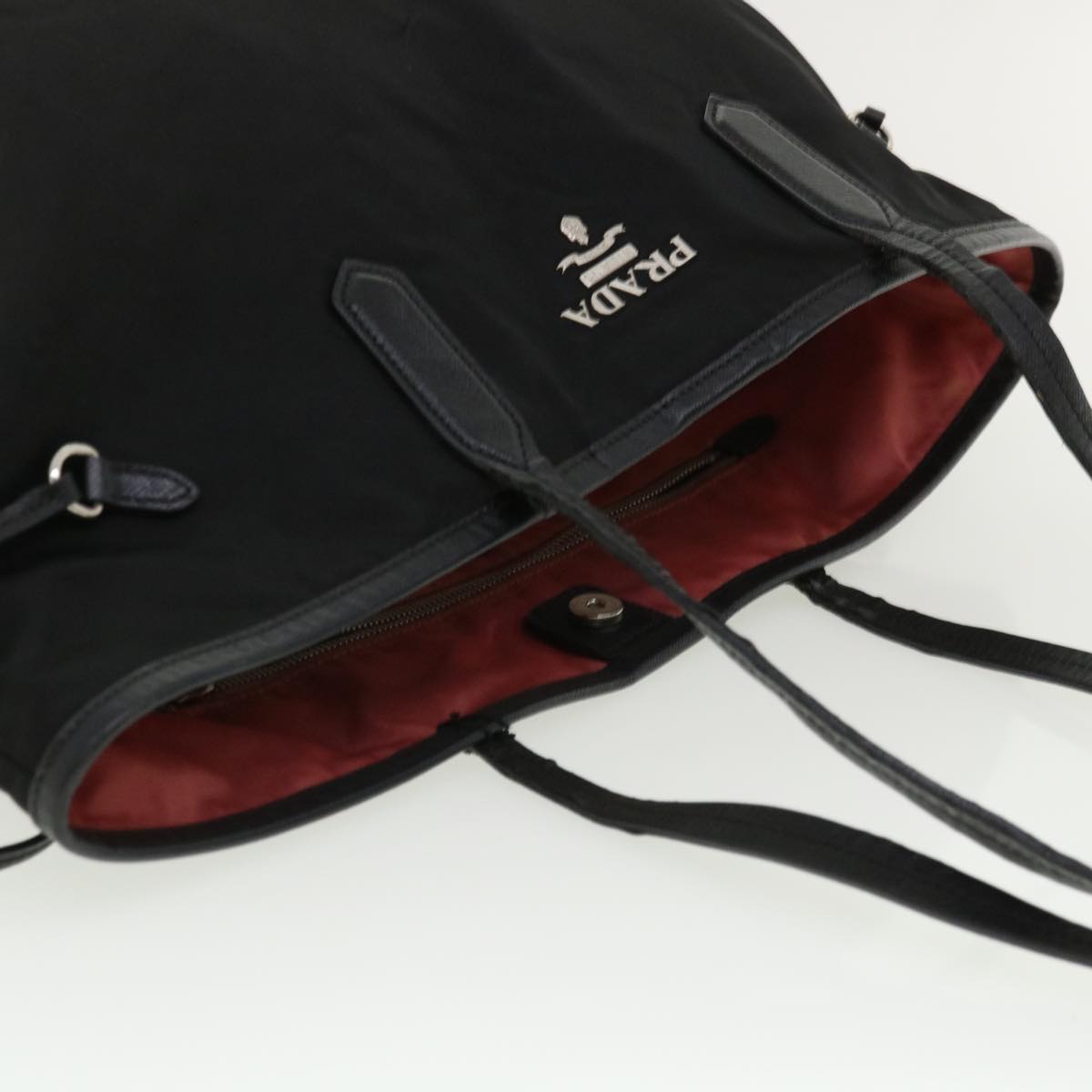 PRADA Tote Bag Nylon Black Auth 36398