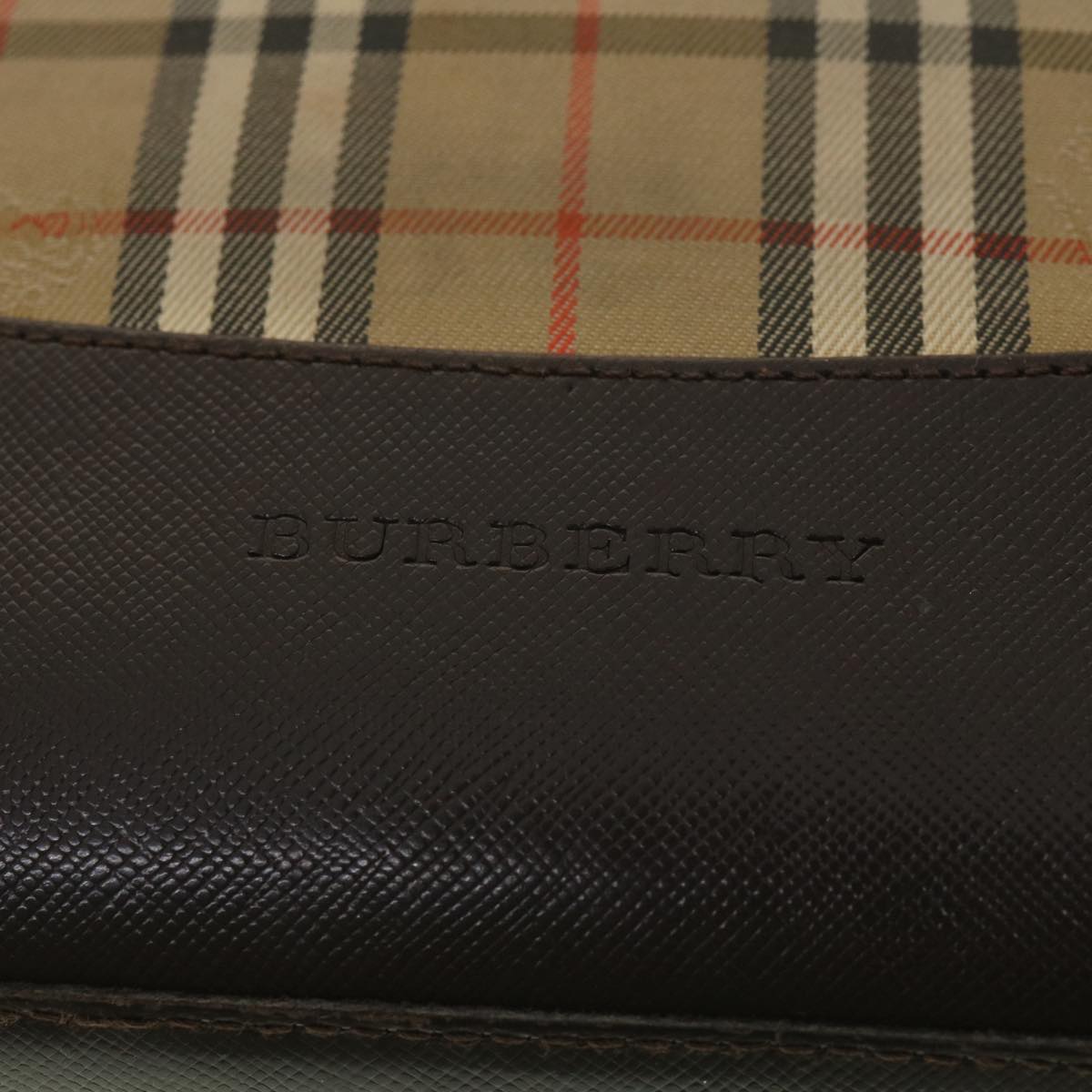 BURBERRY Nova Check Shoulder Bag Nylon Leather Beige Auth 36414