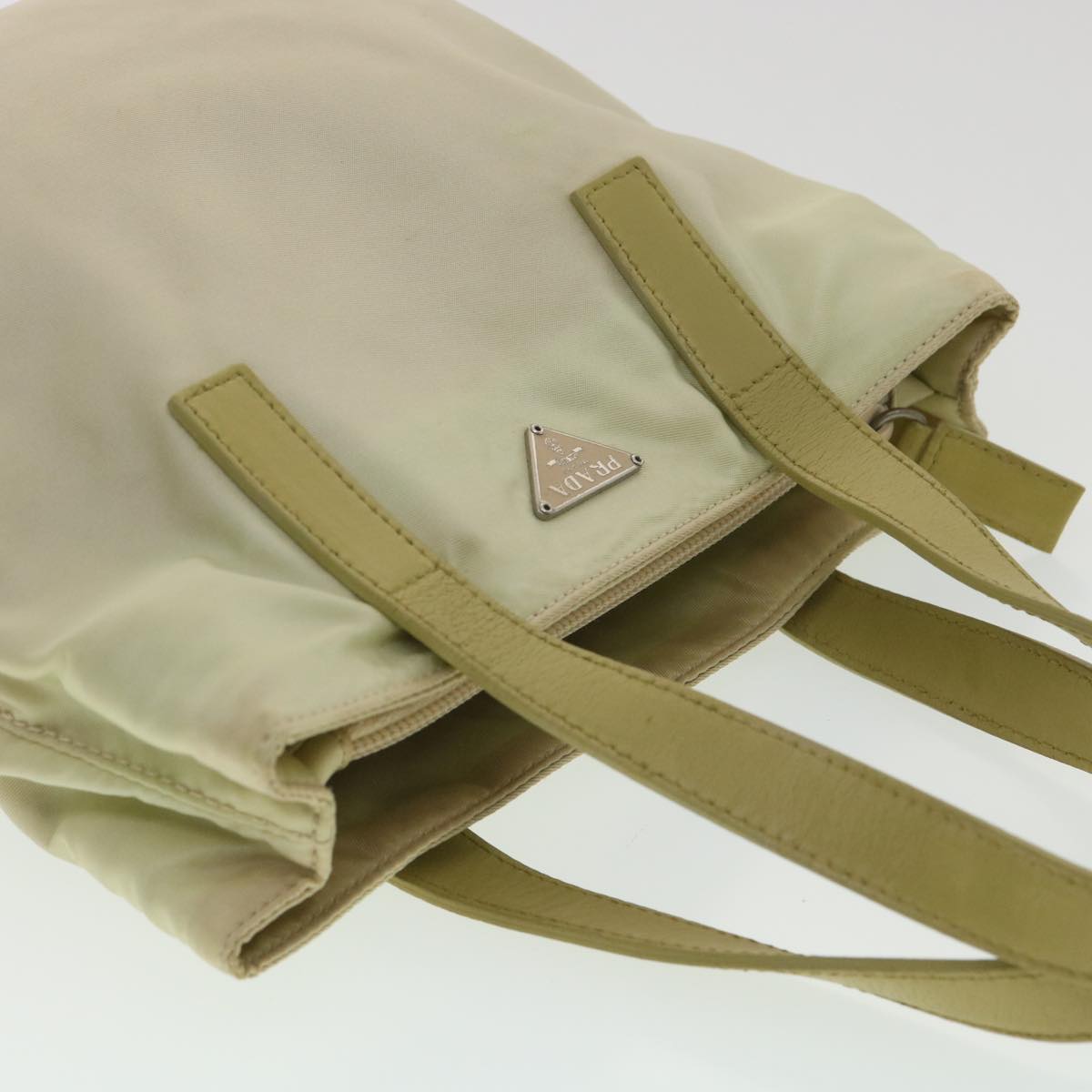 PRADA Hand Bag Nylon Khaki Auth 36416