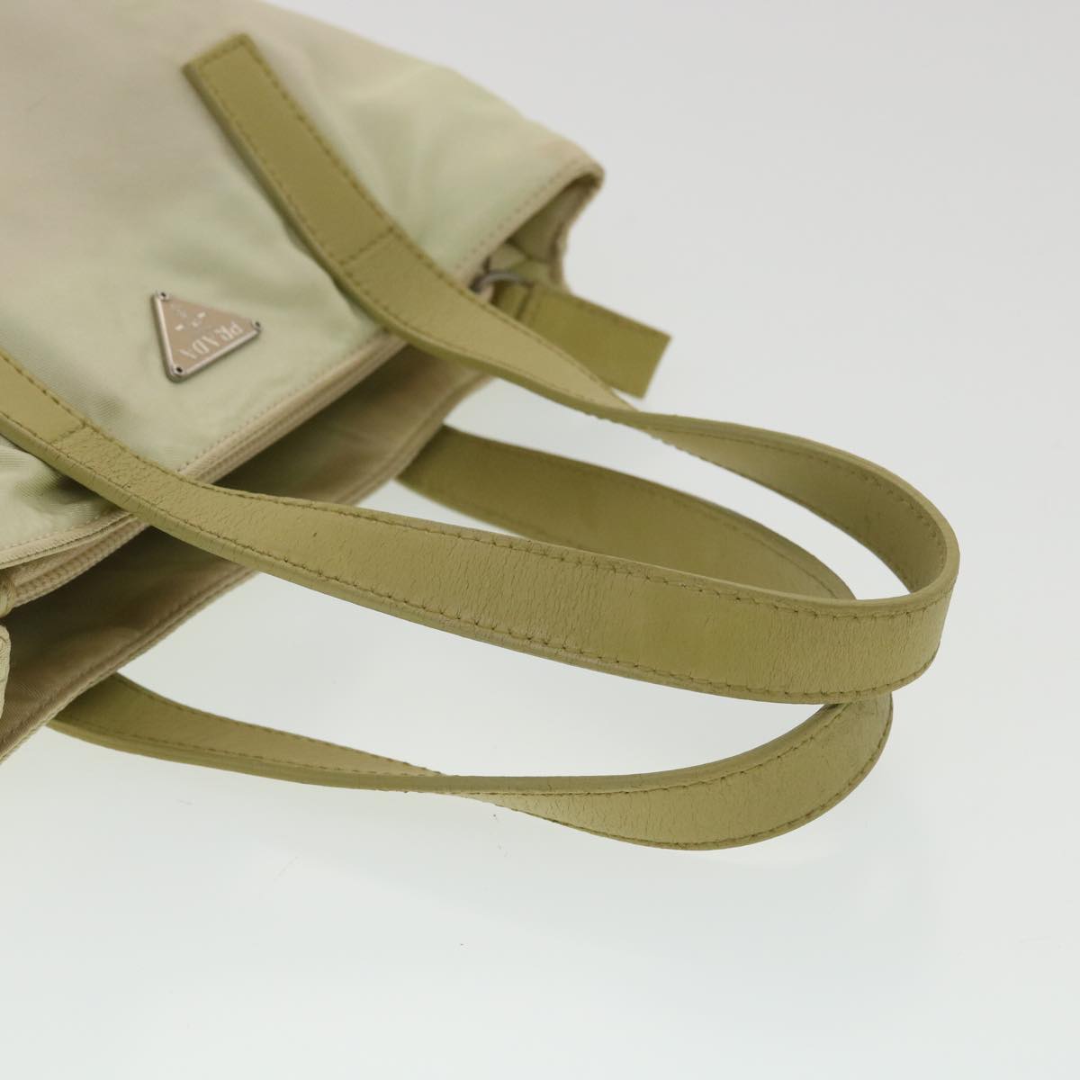 PRADA Hand Bag Nylon Khaki Auth 36416