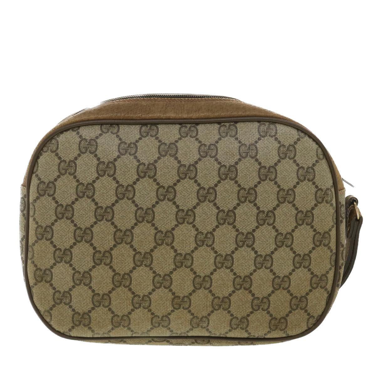 GUCCI Web Sherry Line GG Canvas Clutch Bag PVC Leather Beige Green 89 Auth 36428 - 0