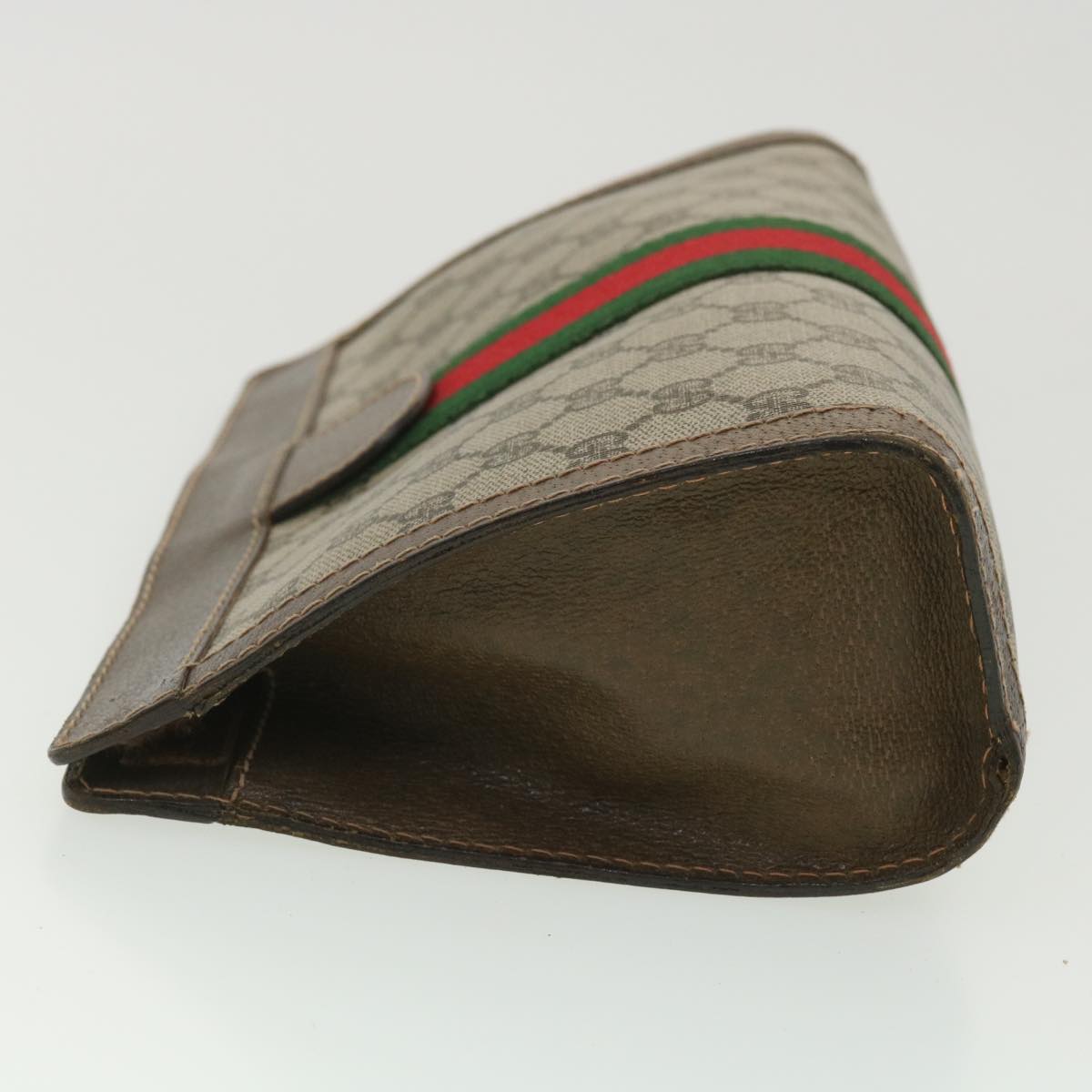 GUCCI GG Canvas Web Sherry Line Clutch Bag Beige Red Green 010.378 Auth 36471