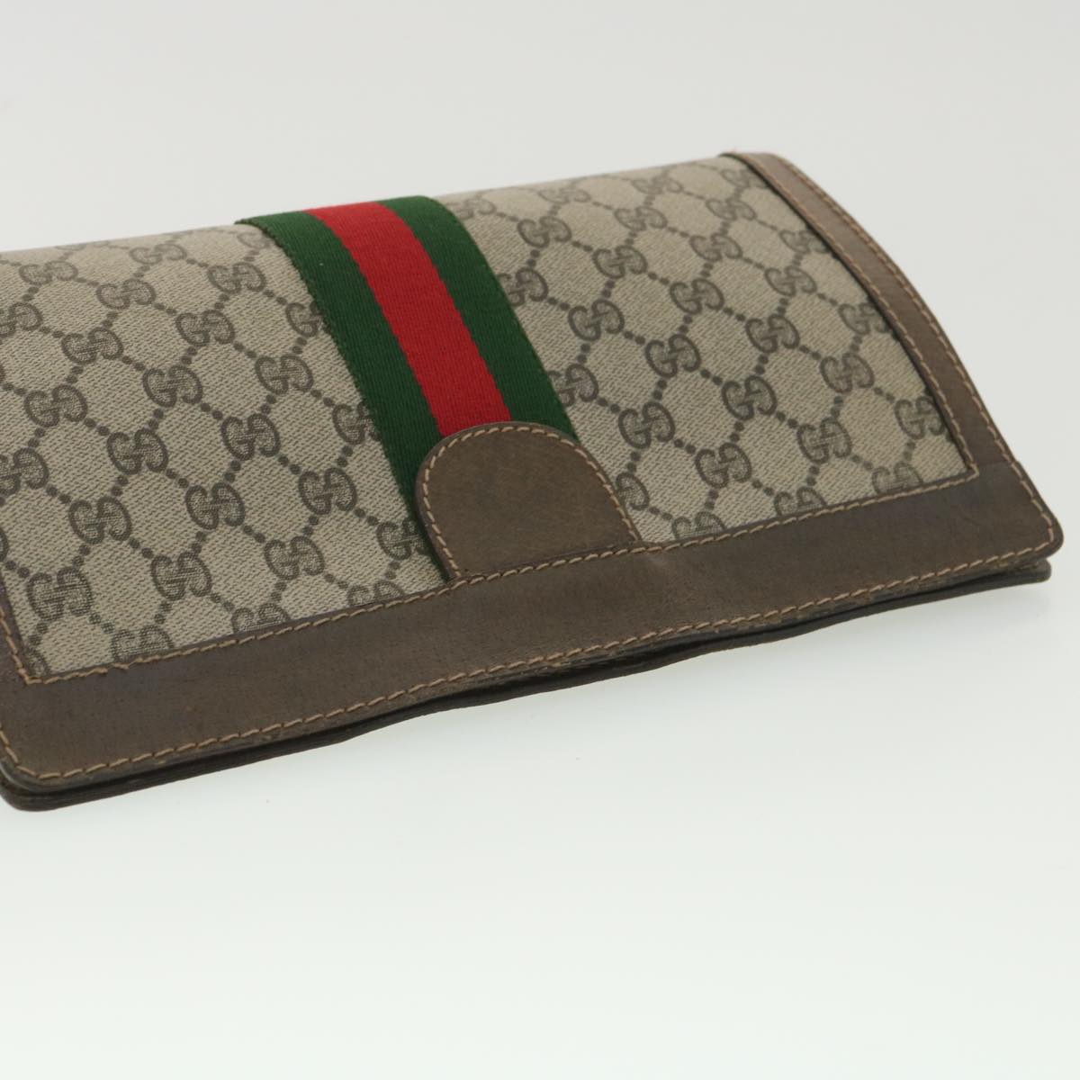 GUCCI GG Canvas Web Sherry Line Clutch Bag Beige Red Green 010.378 Auth 36471