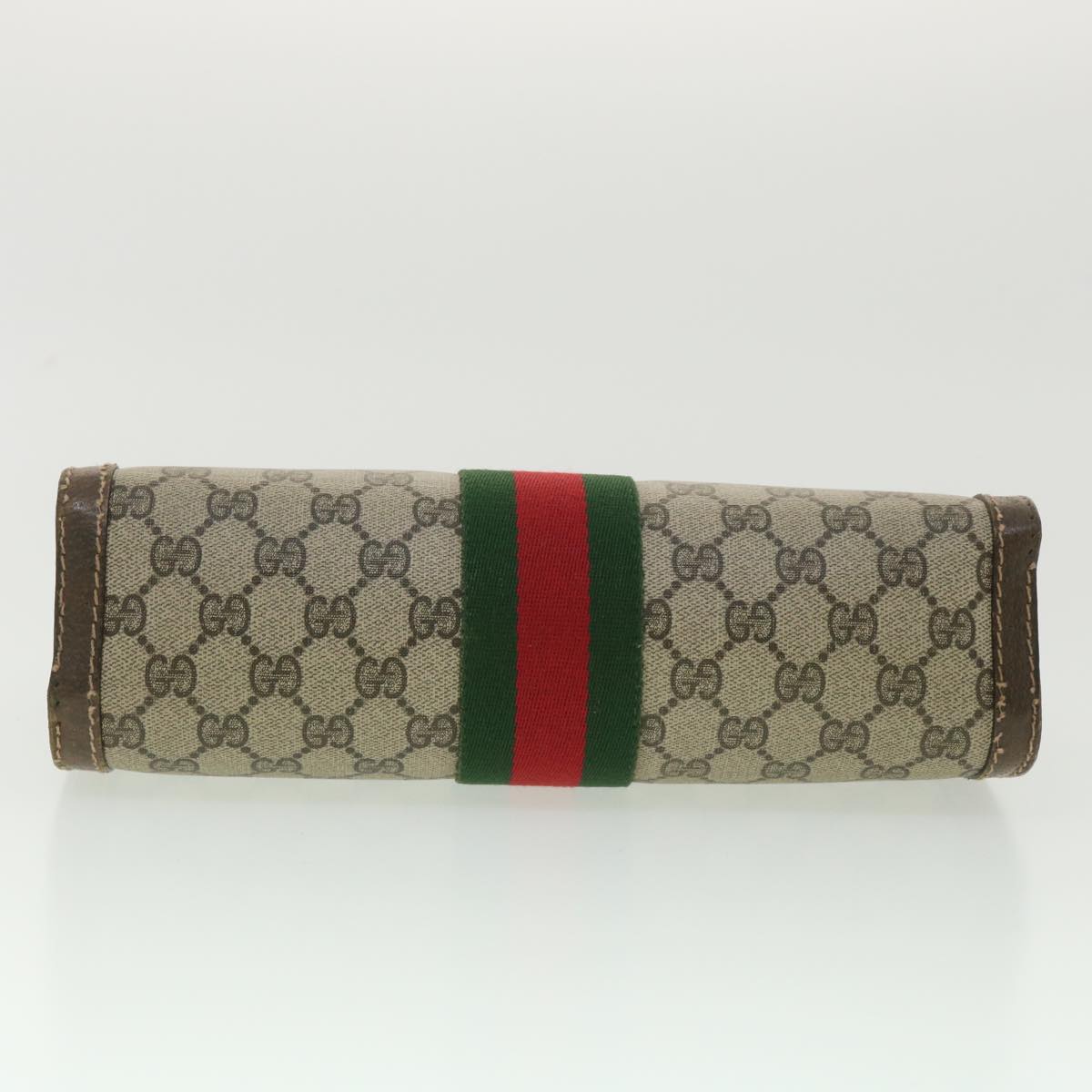 GUCCI GG Canvas Web Sherry Line Clutch Bag Beige Red Green 010.378 Auth 36471