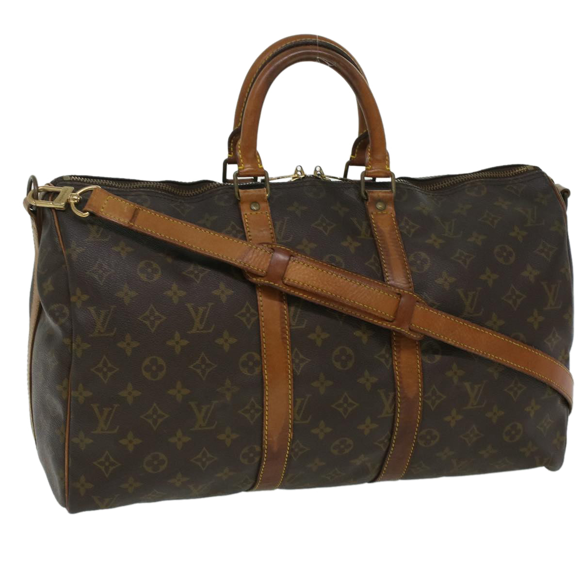 LOUIS VUITTON Monogram Keepall Bandouliere 45 Boston Bag M41418 LV Auth 36482