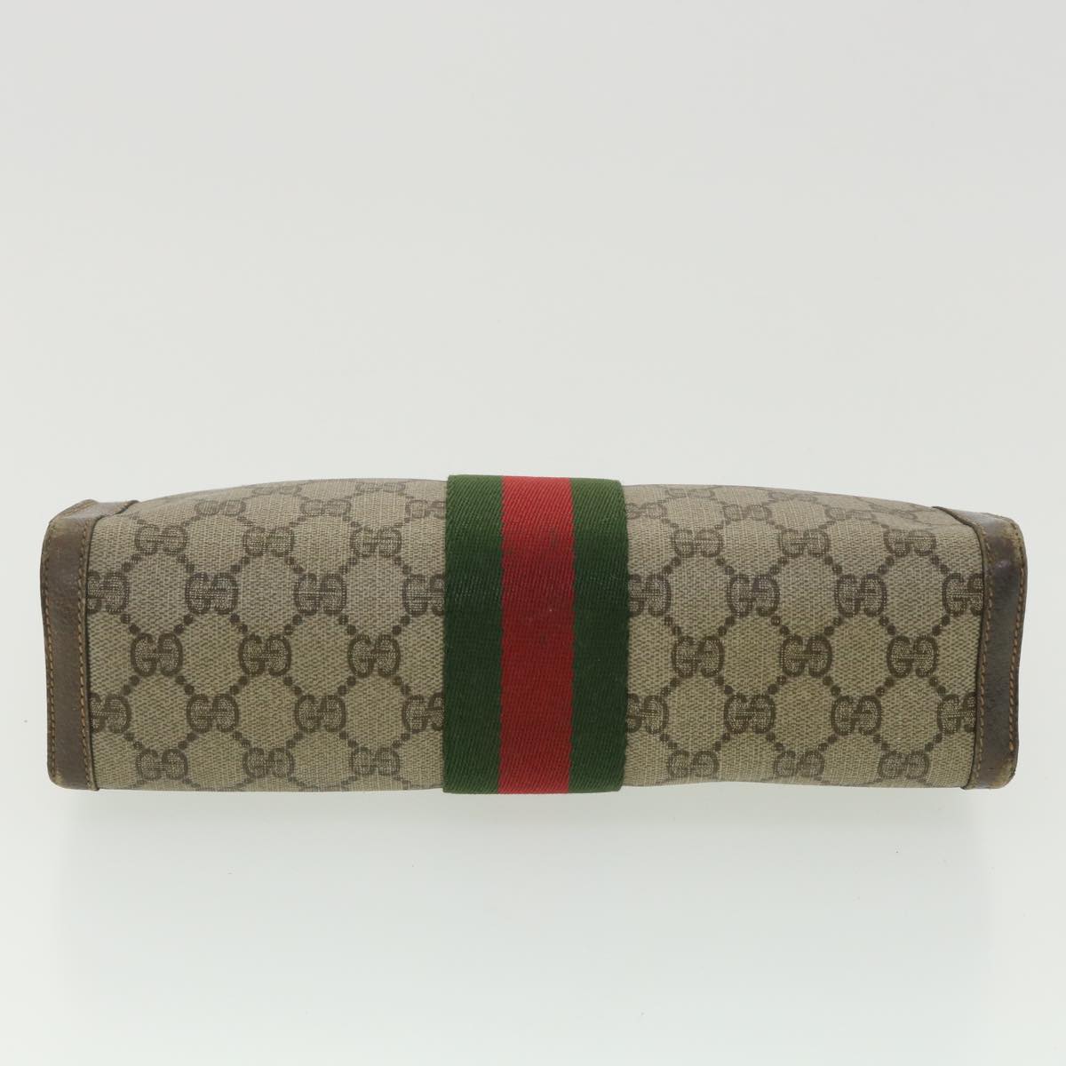 GUCCI GG Canvas Web Sherry Line Clutch Bag Beige Red Green 8901002 Auth 36490