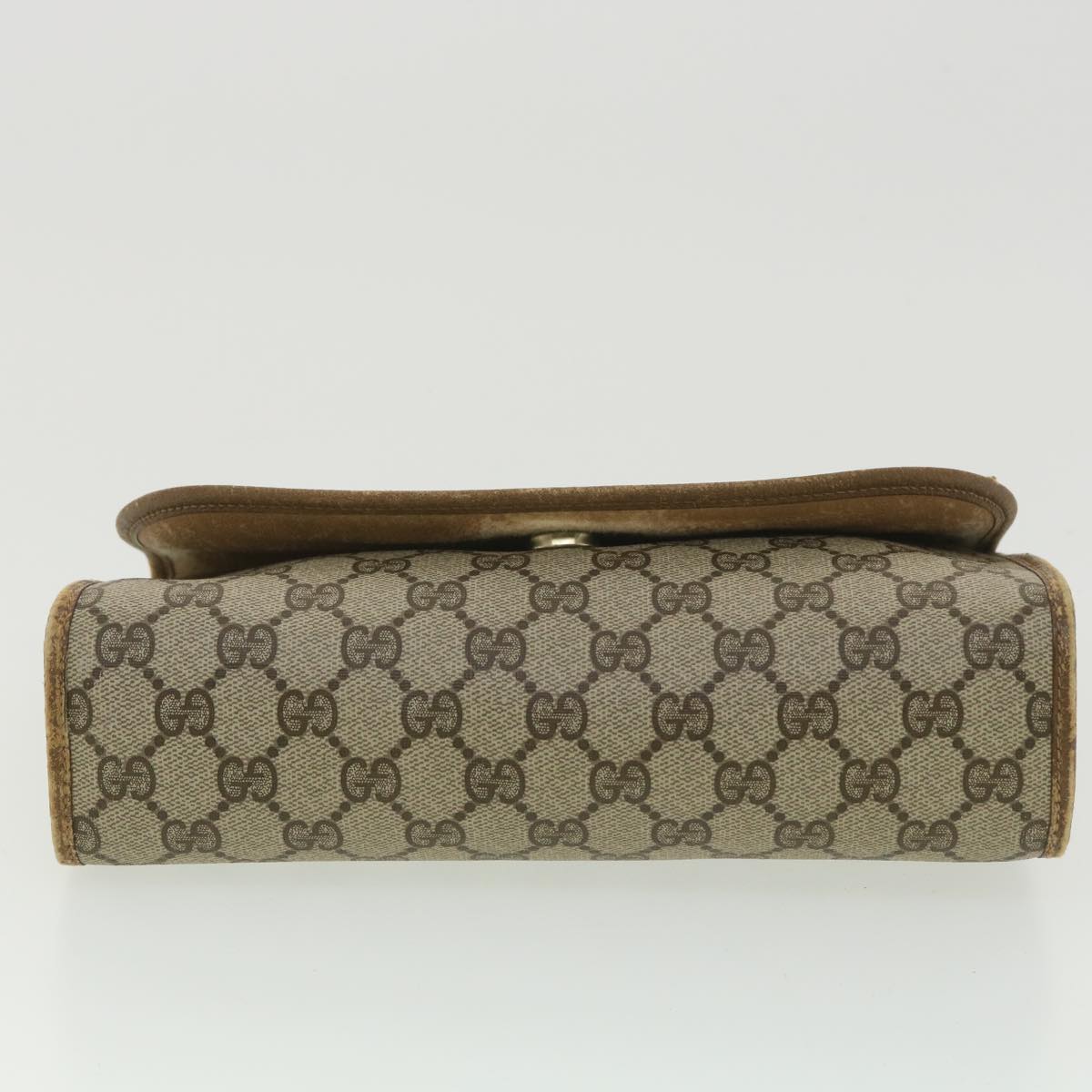 GUCCI Web Sherry Line GG Canvas Clutch Bag PVC Leather Beige Green 89 Auth 36492