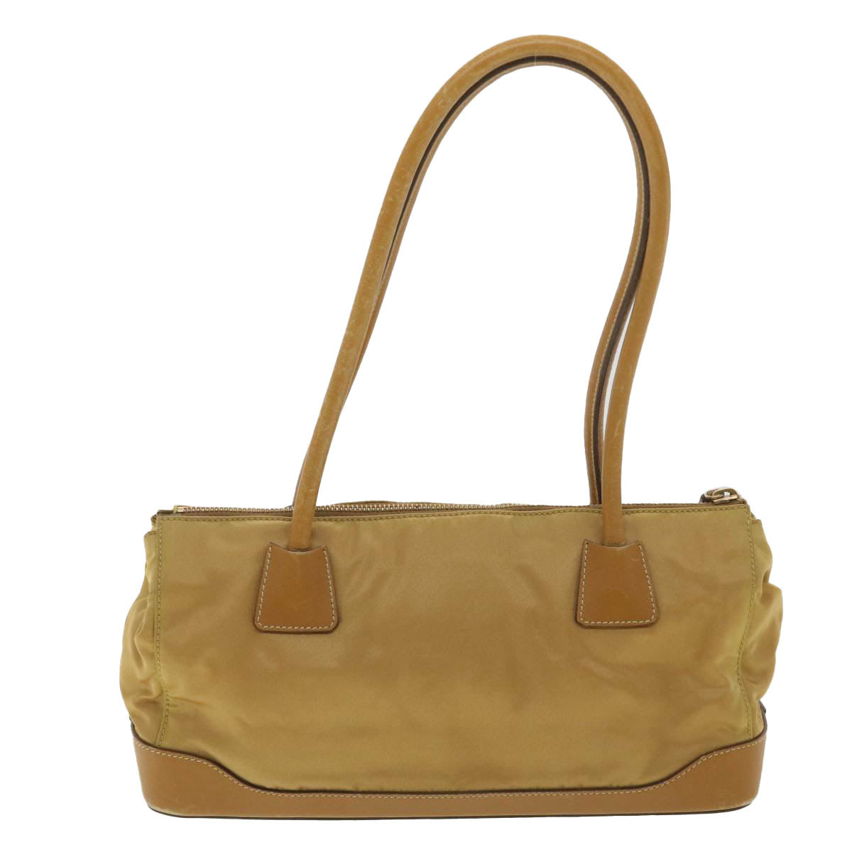 PRADA Shoulder Bag Nylon Leather Beige Auth 36531 - 0
