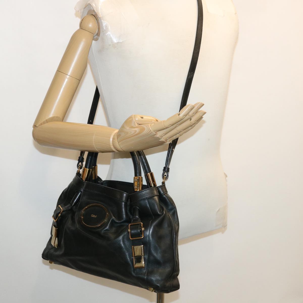 Chloe Hand Bag Leather 2way Black 03-10-51-5811 Auth 36553
