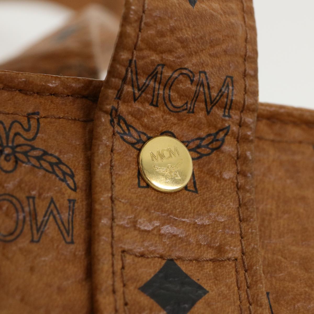 MCM Logogram Vicetos Tote Bag PVC Leather Brown Auth 36555