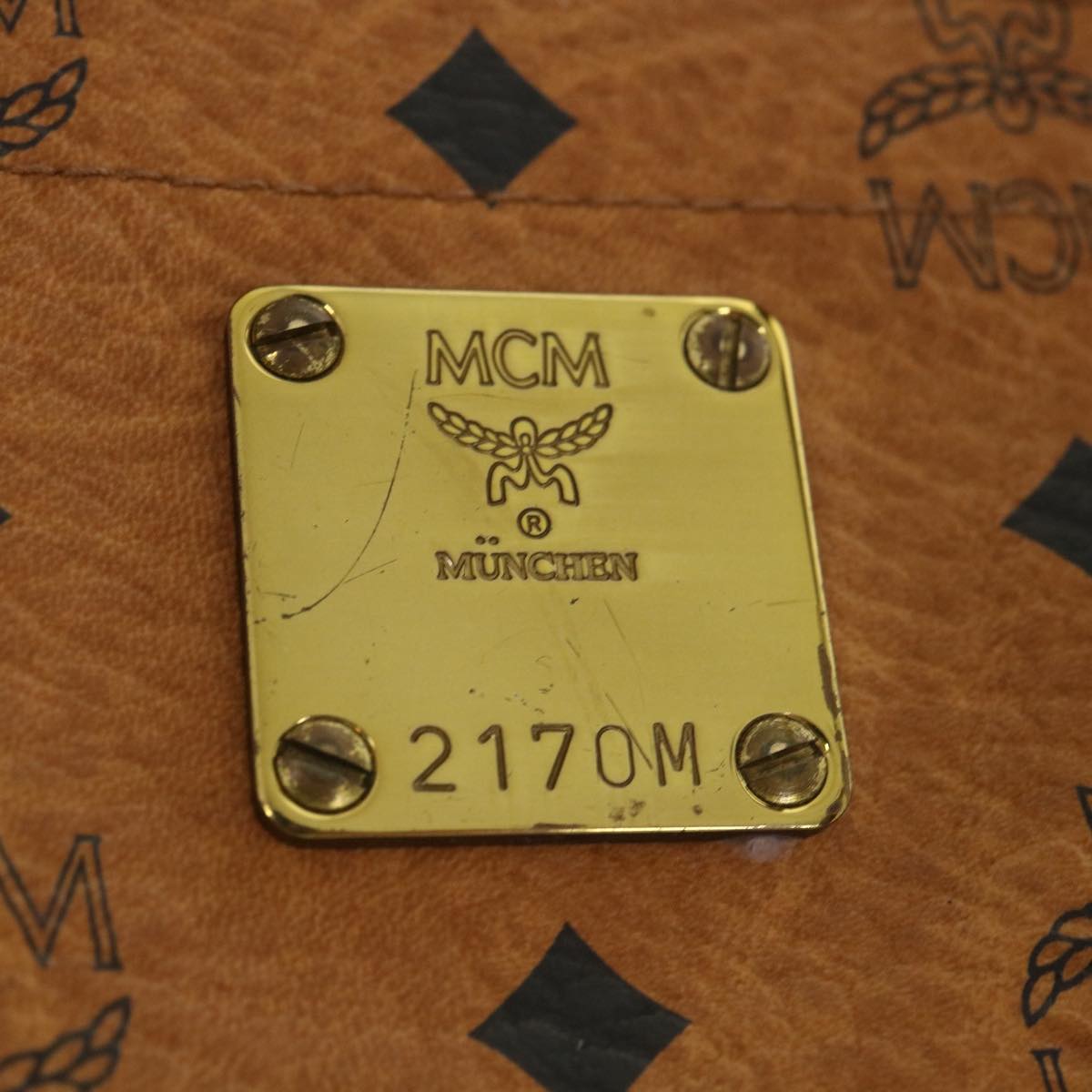 MCM Logogram Vicetos Tote Bag PVC Leather Brown Auth 36555