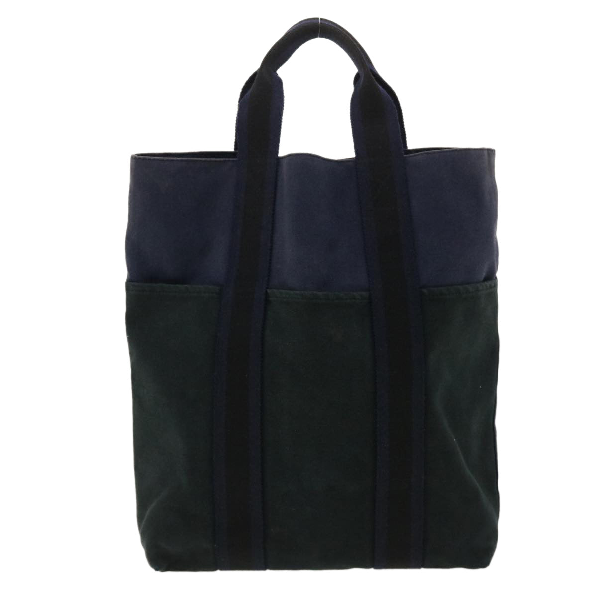 HERMES Fourre Tout Tote Bag Canvas Navy Black Green Auth 36558