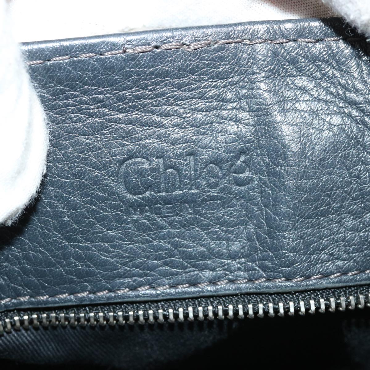 Chloe Paddington Hand Bag Leather Navy 01-06-53 Auth 36559