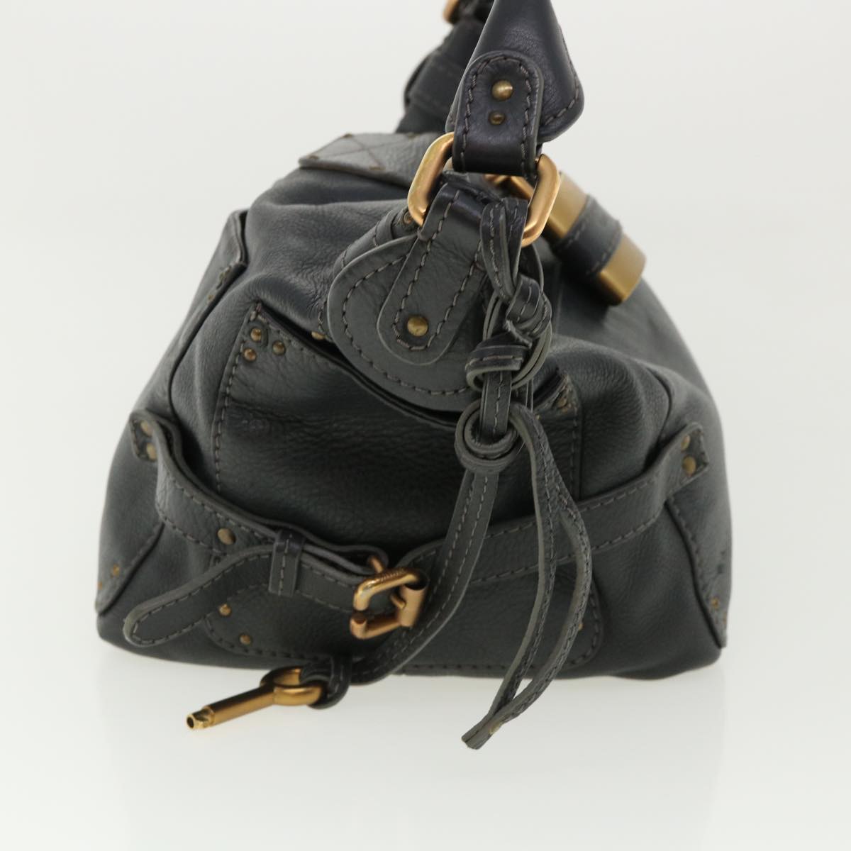 Chloe Paddington Hand Bag Leather Navy 01-06-53 Auth 36559