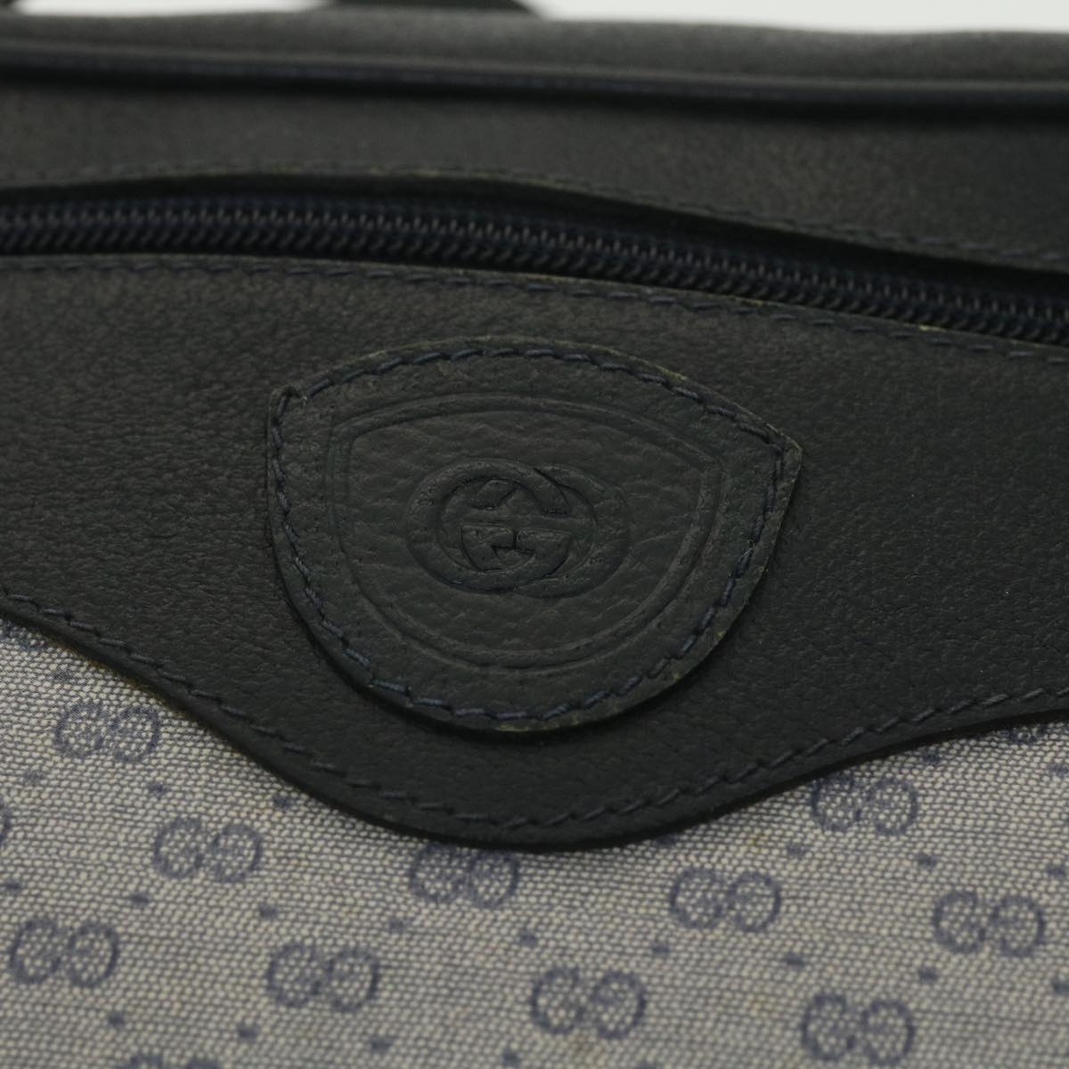 GUCCI Micro GG Canvas Shoulder Bag Navy Gray 001.56.0852 Auth 36585