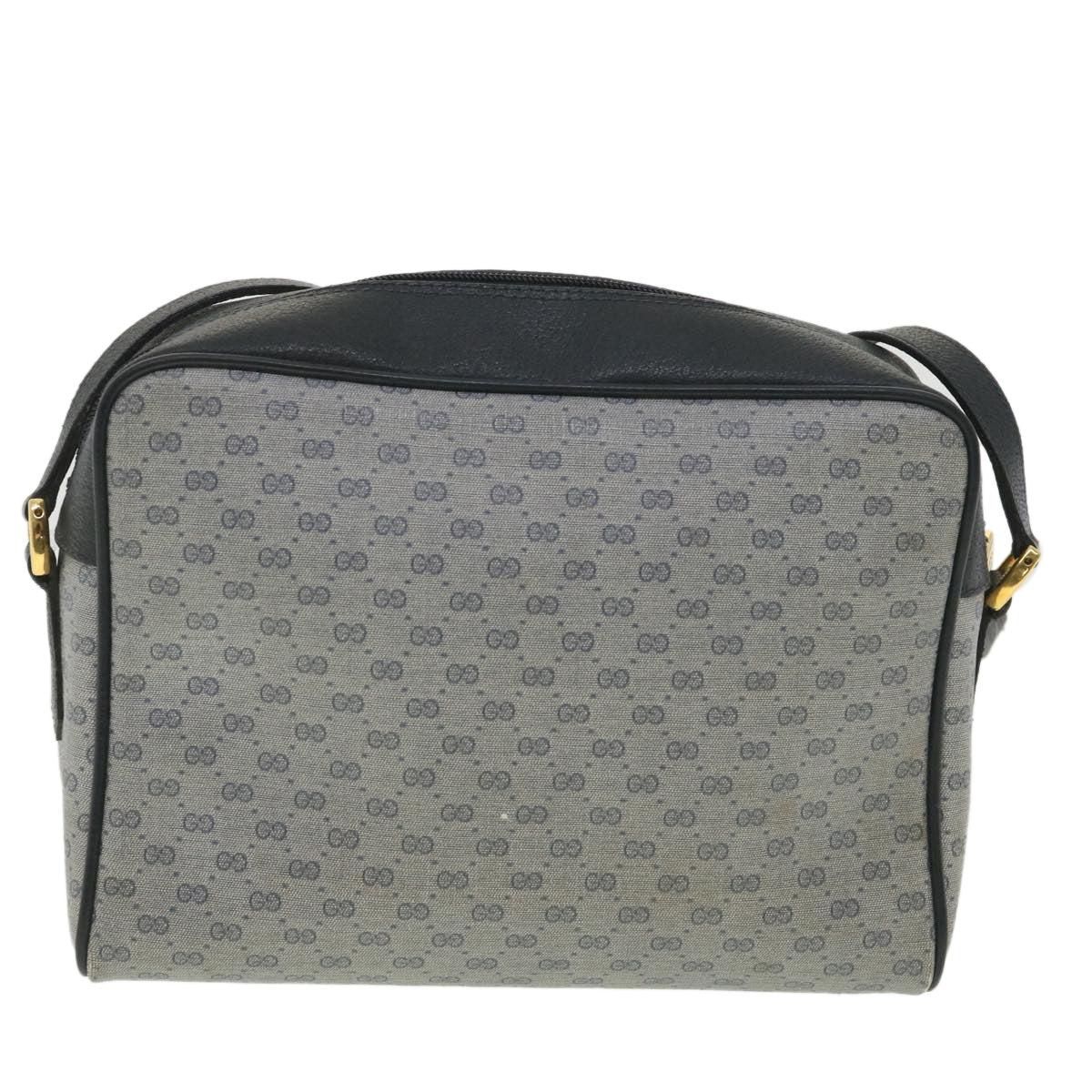 GUCCI Micro GG Canvas Shoulder Bag Navy Gray 001.56.0852 Auth 36585