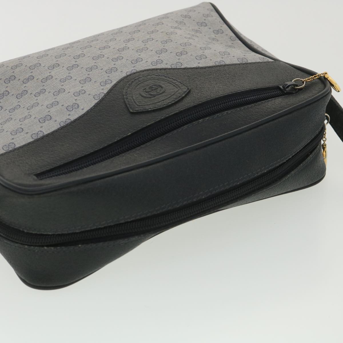 GUCCI Micro GG Canvas Shoulder Bag Navy Gray 001.56.0852 Auth 36585