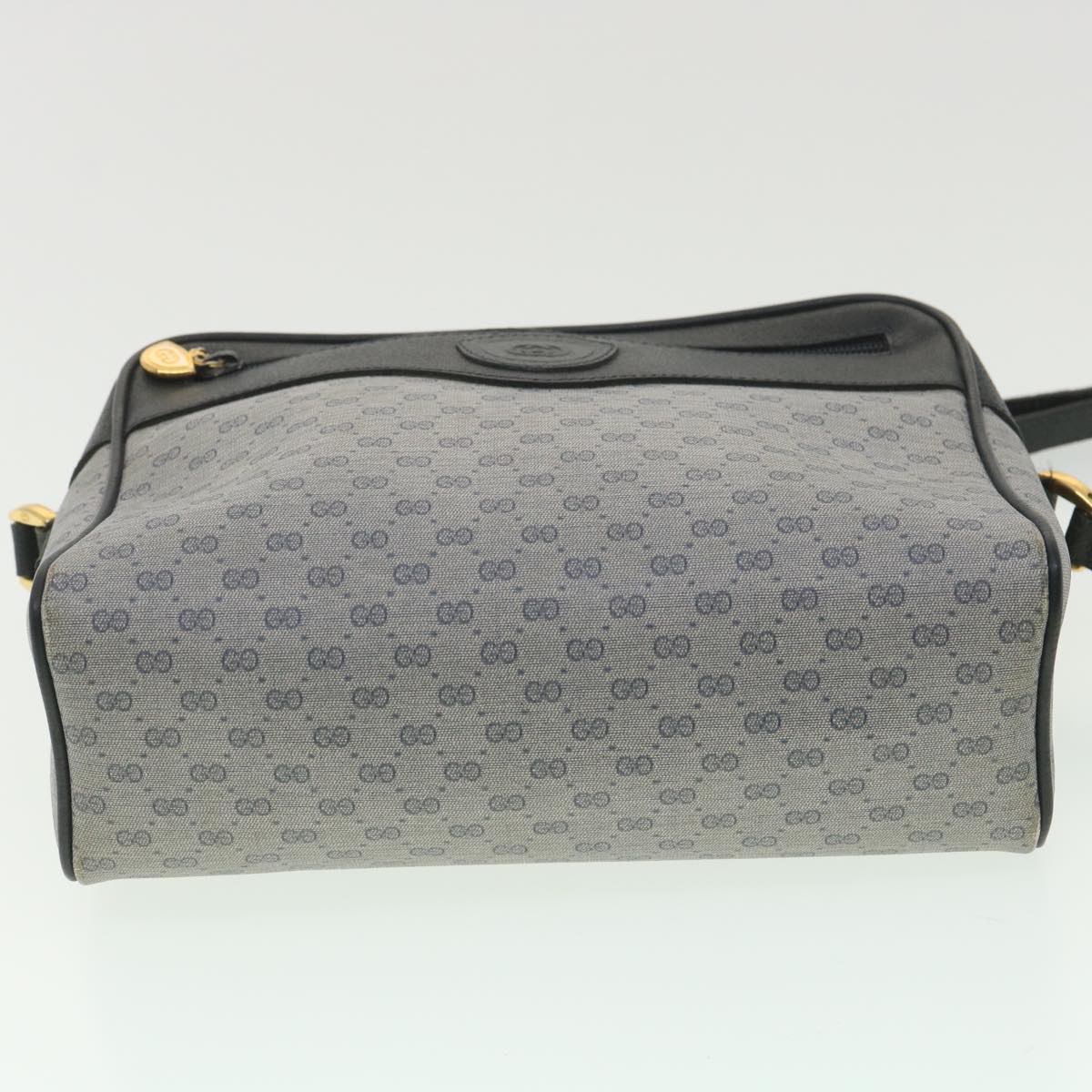 GUCCI Micro GG Canvas Shoulder Bag Navy Gray 001.56.0852 Auth 36585