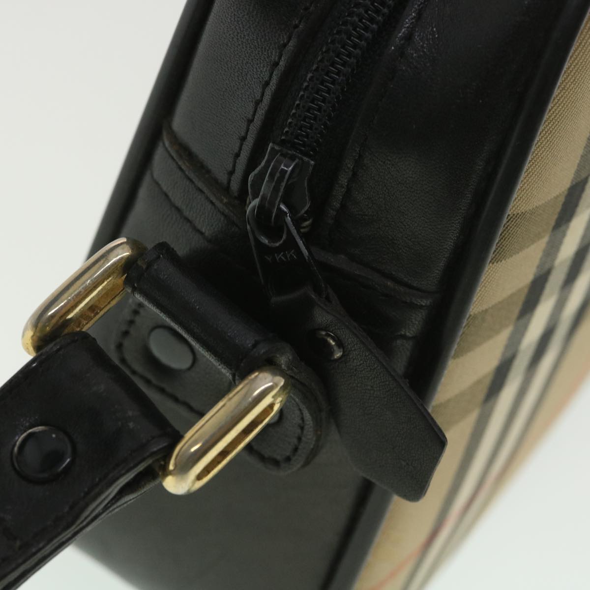 Burberrys Nova Check Shoulder Bag Nylon Leather Beige Auth 36597