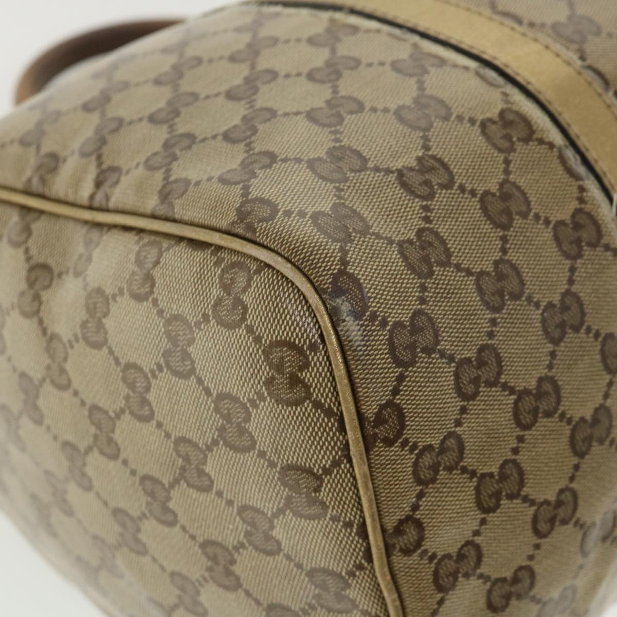 GUCCI GG crystal Boston Bag Coated Canvas Beige Gold 193603 Auth 36636