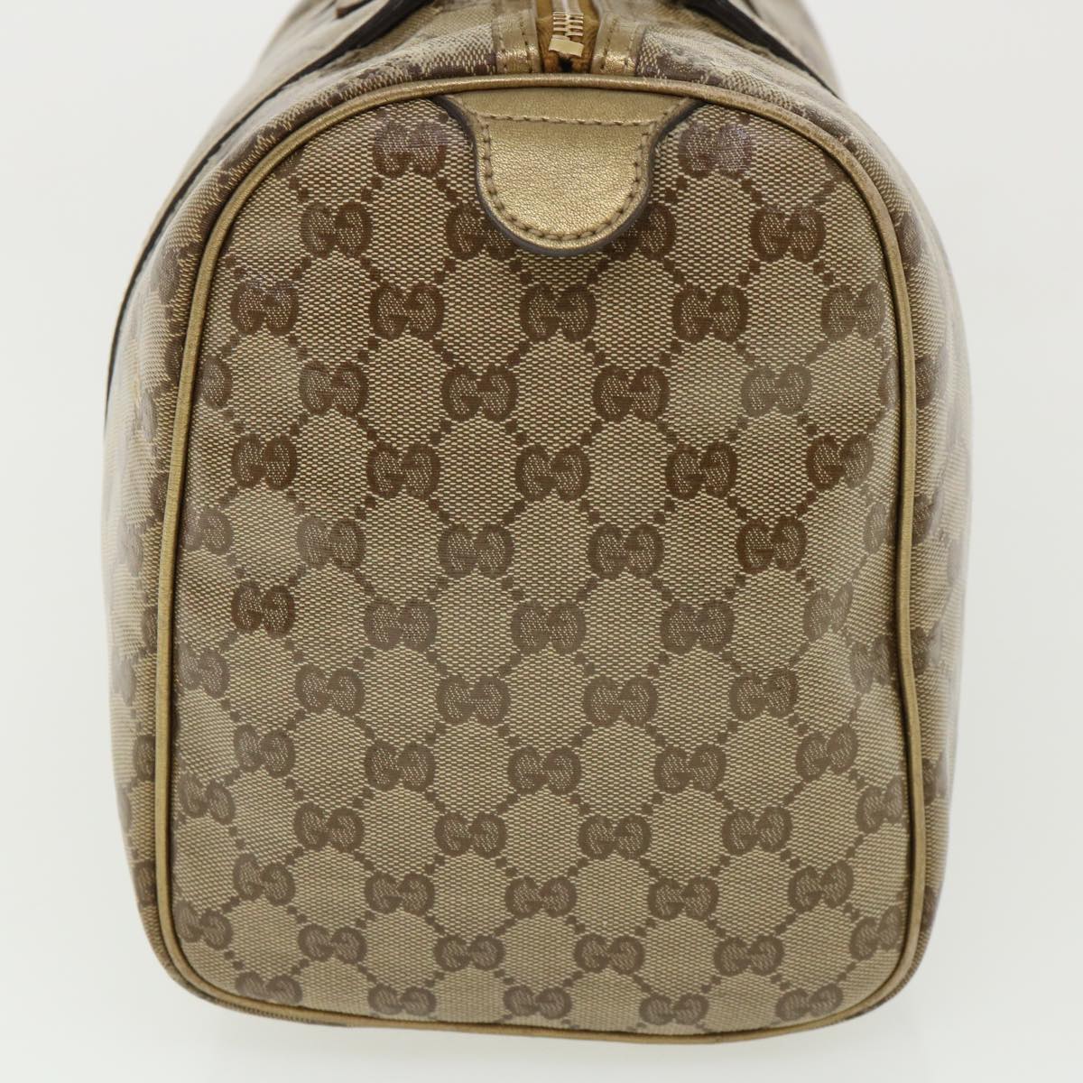 GUCCI GG crystal Boston Bag Coated Canvas Beige Gold 193603 Auth 36636