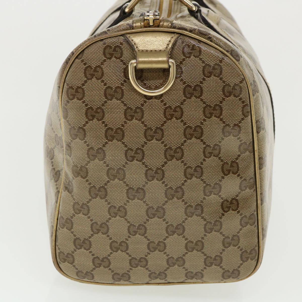 GUCCI GG crystal Boston Bag Coated Canvas Beige Gold 193603 Auth 36636