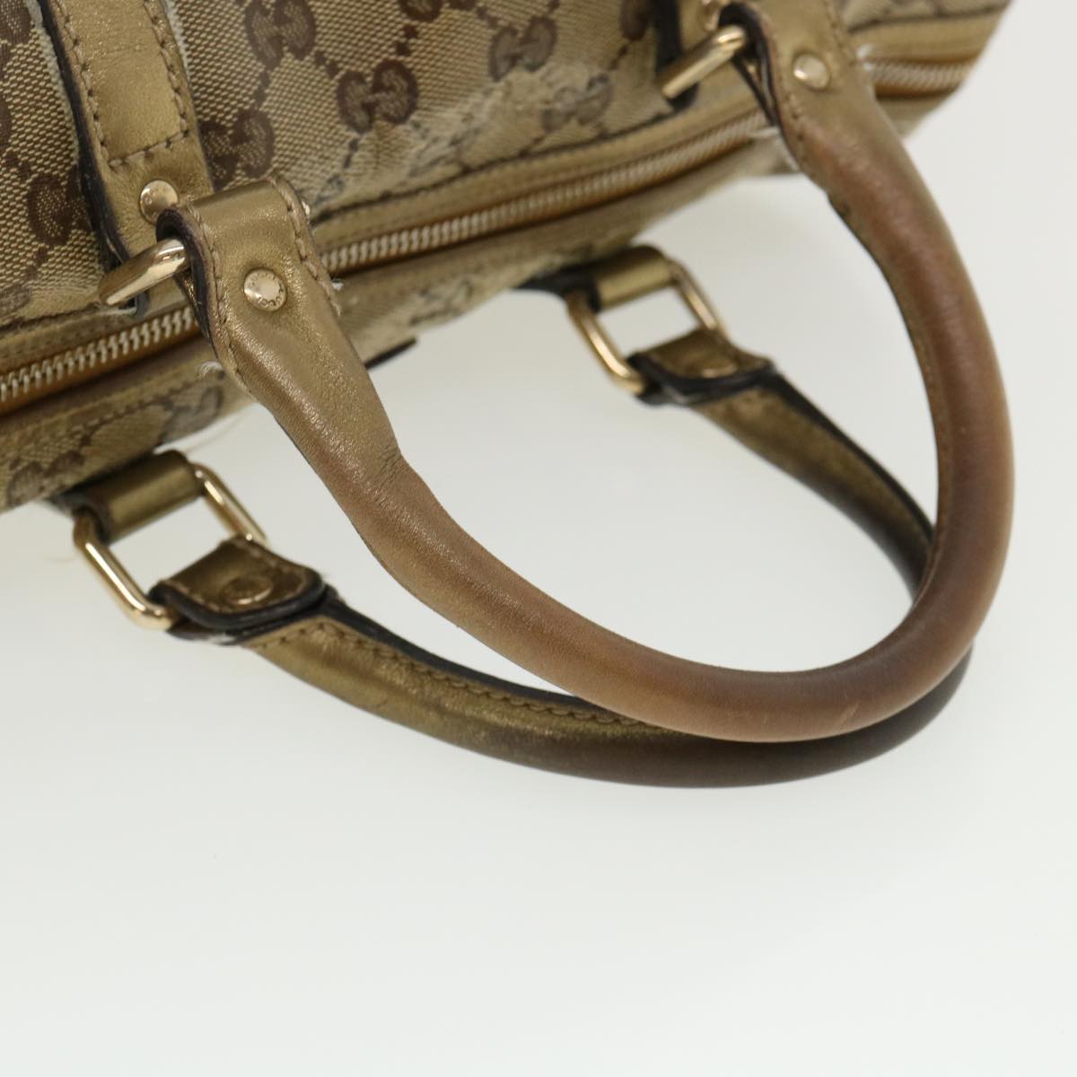 GUCCI GG crystal Boston Bag Coated Canvas Beige Gold 193603 Auth 36636