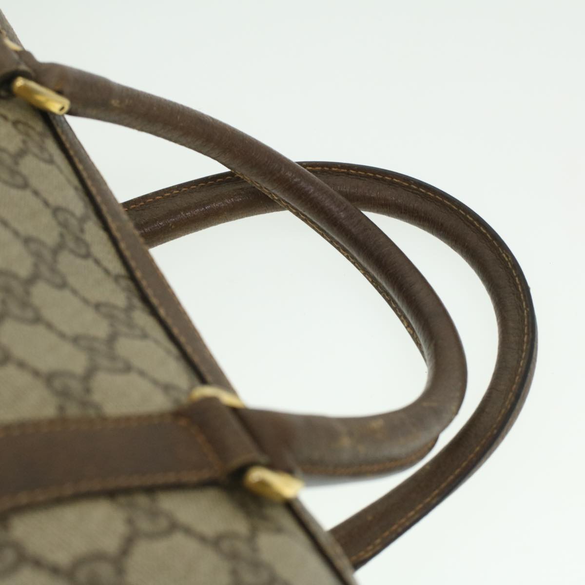 GUCCI Web Sherry Line GG Canvas Boston Bag PVC Leather Beige Green Auth 36638