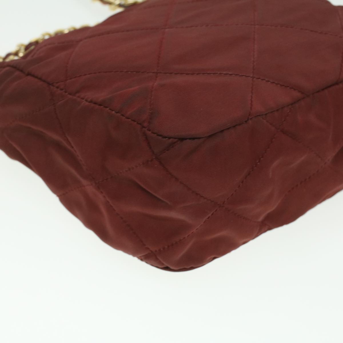 PRADA Chain Shoulder Bag Nylon Red Auth 36645