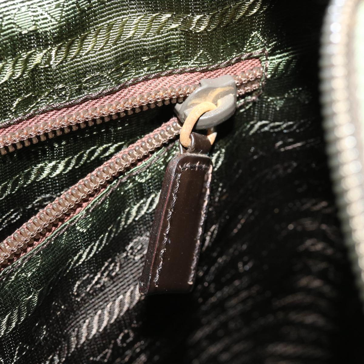 PRADA Shoulder Bag Nylon Khaki Auth 36647