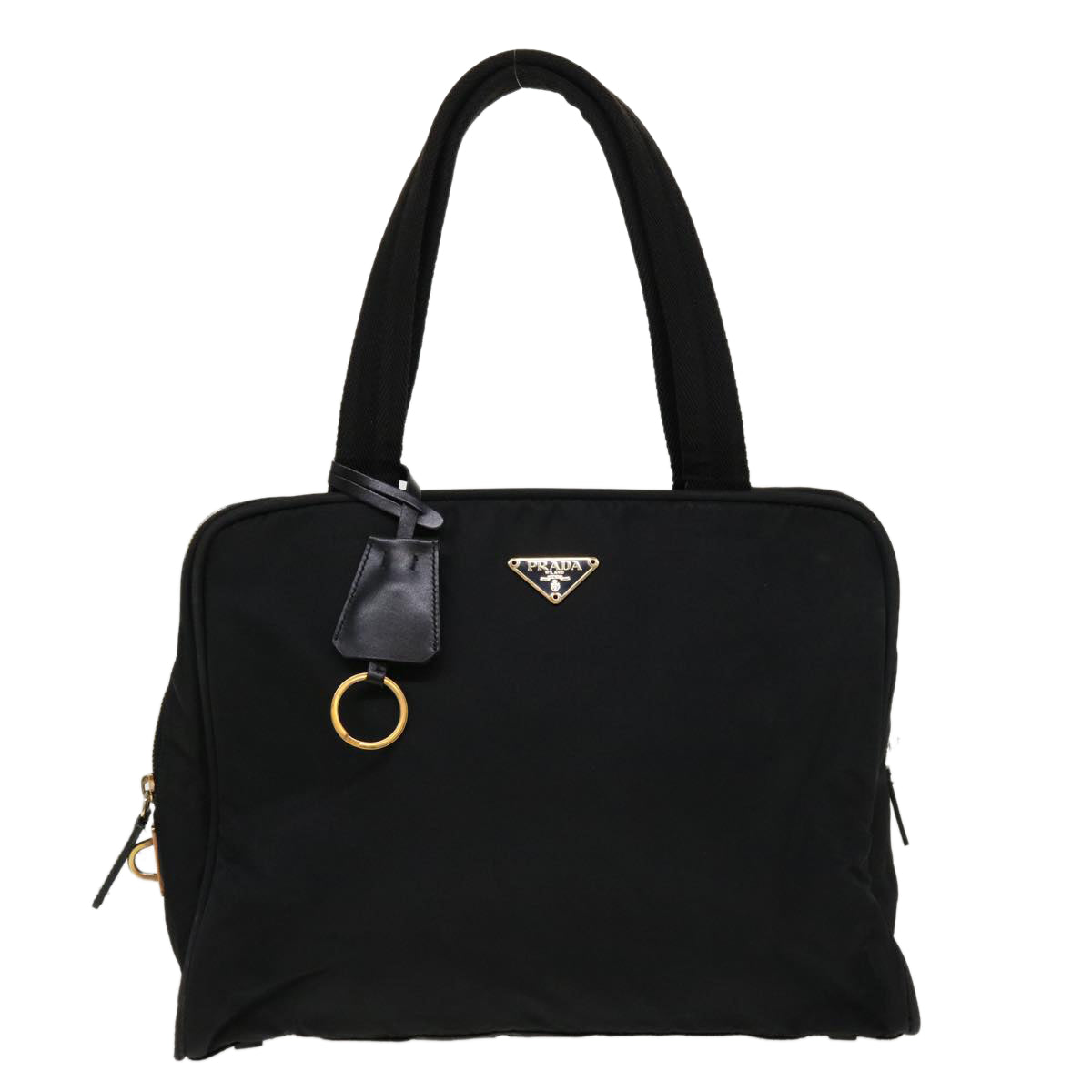 PRADA Hand Bag Nylon Black Auth 36675